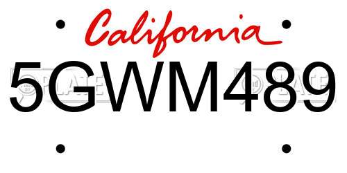 5GWM489 California License Plate