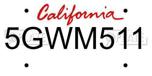 5GWM511 California License Plate