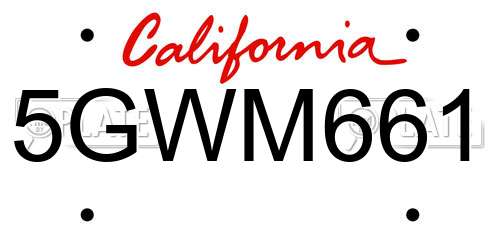 5GWM661 California License Plate