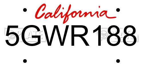5GWR188 California License Plate
