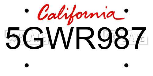 5GWR987 California License Plate