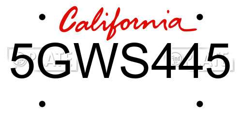 5GWS445 California License Plate