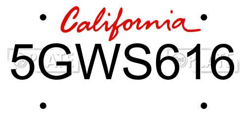 5GWS616 California License Plate