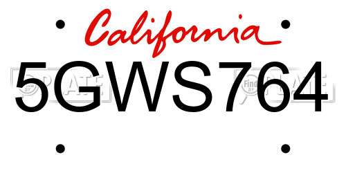 5GWS764 California License Plate