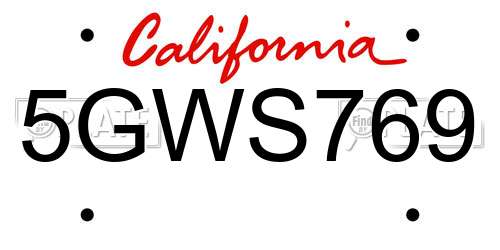 5GWS769 California License Plate