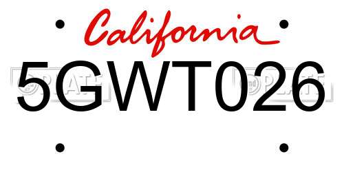 5GWT026 California License Plate
