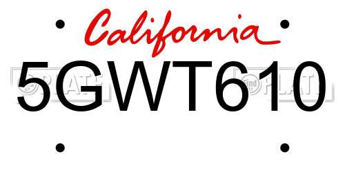 5GWT610 California License Plate
