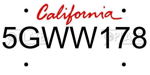 5GWW178 California License Plate