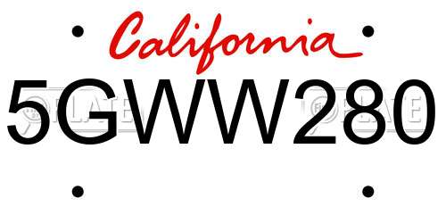 5GWW280 California License Plate