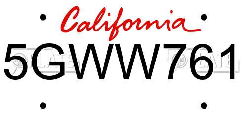 5GWW761 California License Plate