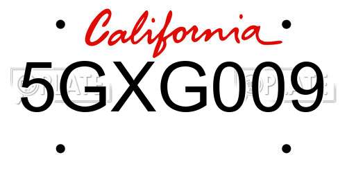5GXG009 California License Plate