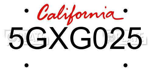 5GXG025 California License Plate
