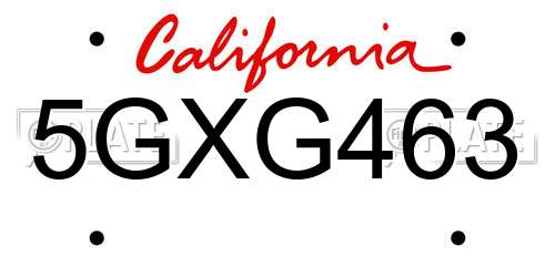 5GXG463 California License Plate