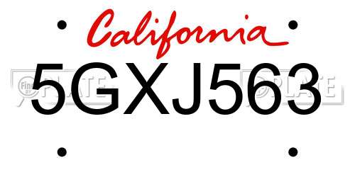 5GXJ563 California License Plate