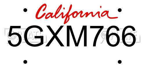 5GXM766 California License Plate
