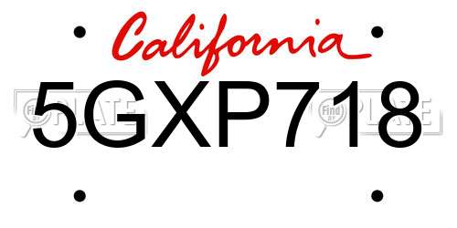 5GXP718 California License Plate
