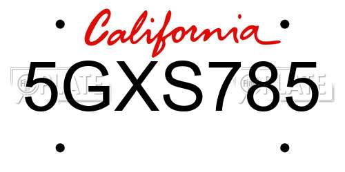 5GXS785 California License Plate