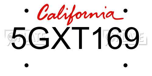 5GXT169 California License Plate