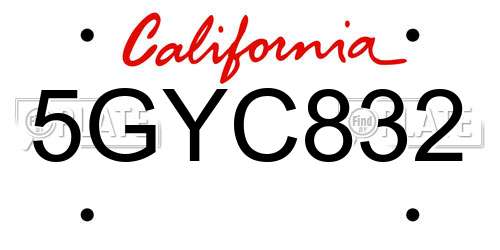 5GYC832 California License Plate
