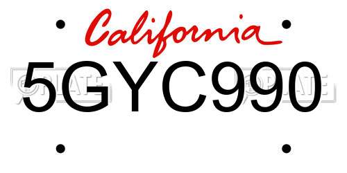 5GYC990 California License Plate