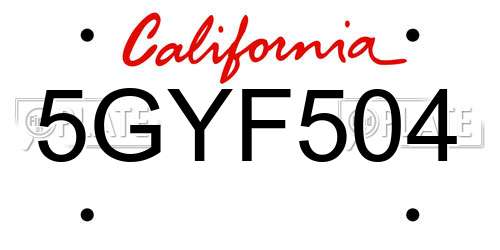 5GYF504 California License Plate