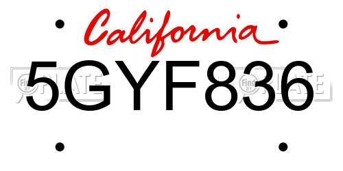 5GYF836 California License Plate