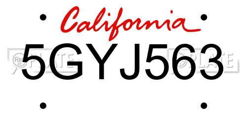 5GYJ563 California License Plate