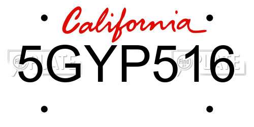 5GYP516 California License Plate