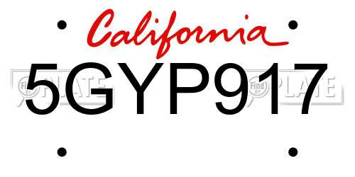 5GYP917 California License Plate