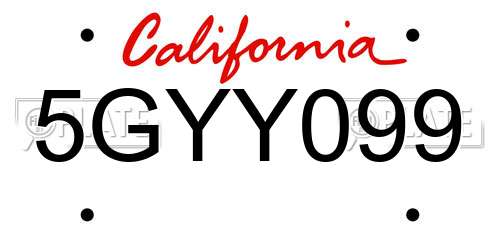 5GYY099 California License Plate