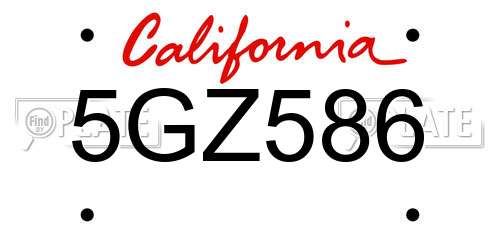 5GZ586 California License Plate
