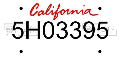 5H03395 California License Plate
