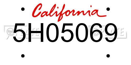 5H05069 California License Plate