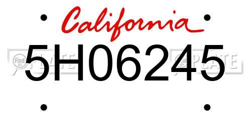 5H06245 California License Plate