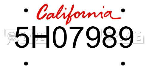 5H07989 California License Plate