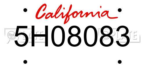 5H08083 California License Plate