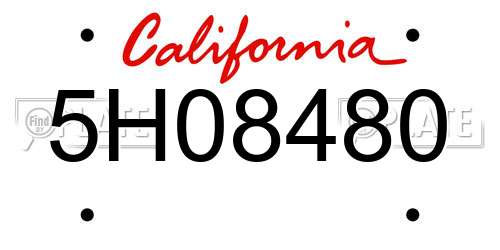 5H08480 California License Plate