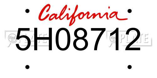 5H08712 California License Plate