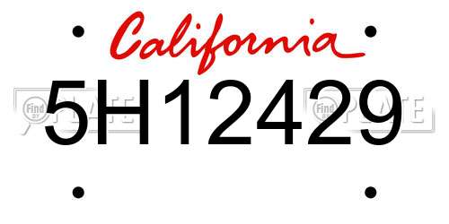 5H12429 California License Plate