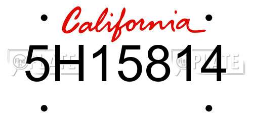 5H15814 California License Plate