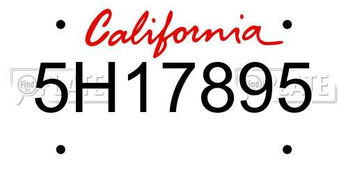 5H17895 California License Plate
