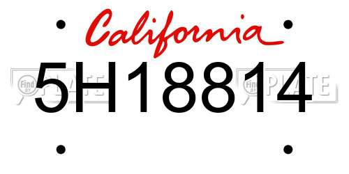 5H18814 California License Plate