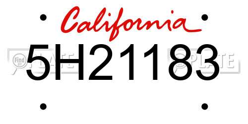 5H21183 California License Plate