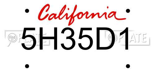 5H35D1 California License Plate