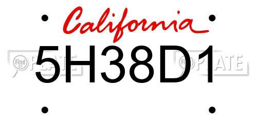 5H38D1 California License Plate