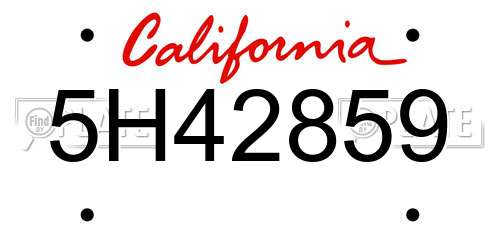 5H42859 California License Plate