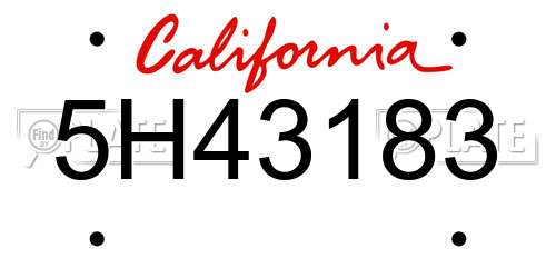 5H43183 California License Plate