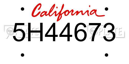 5H44673 California License Plate