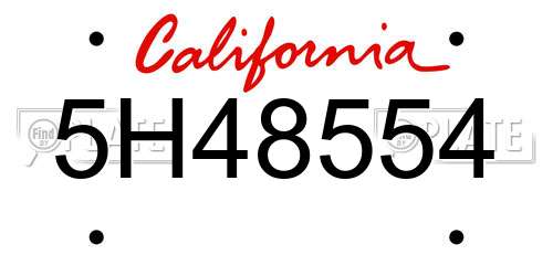 5H48554 California License Plate
