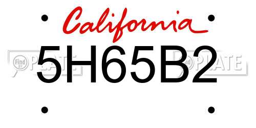 5H65B2 California License Plate
